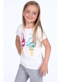 T-shirt with an application, cream, NDZ8171 - Online store - Boutique